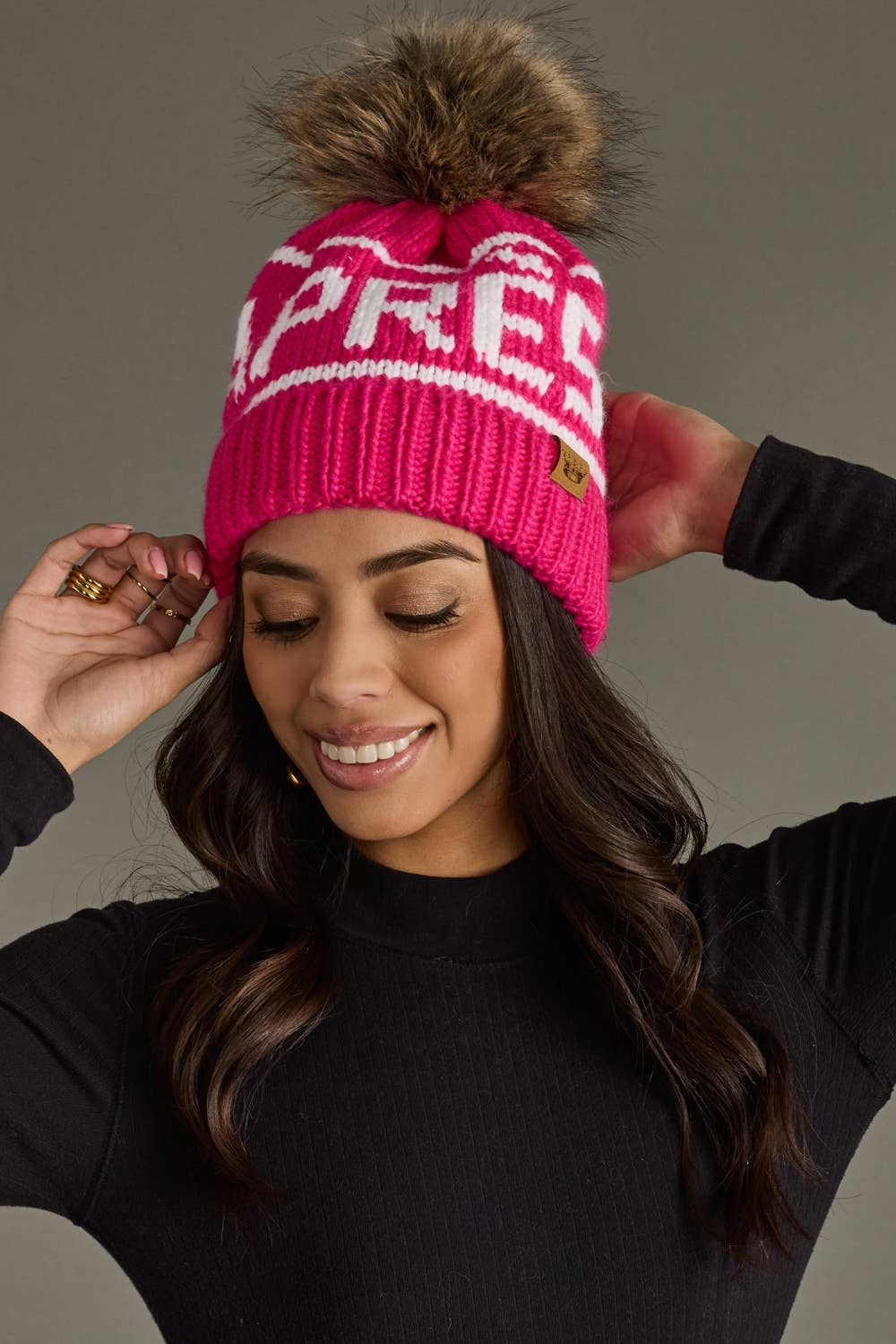 Hot Pink Aprés Pom Hat