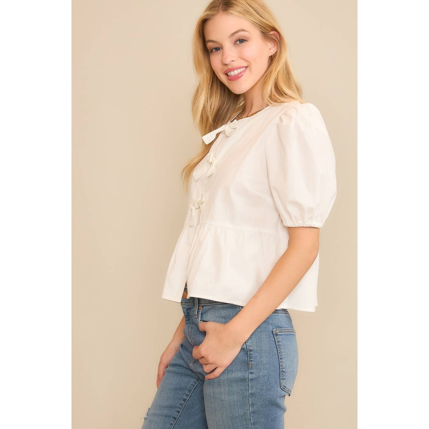 Snowy Bows & Babydoll Blouse