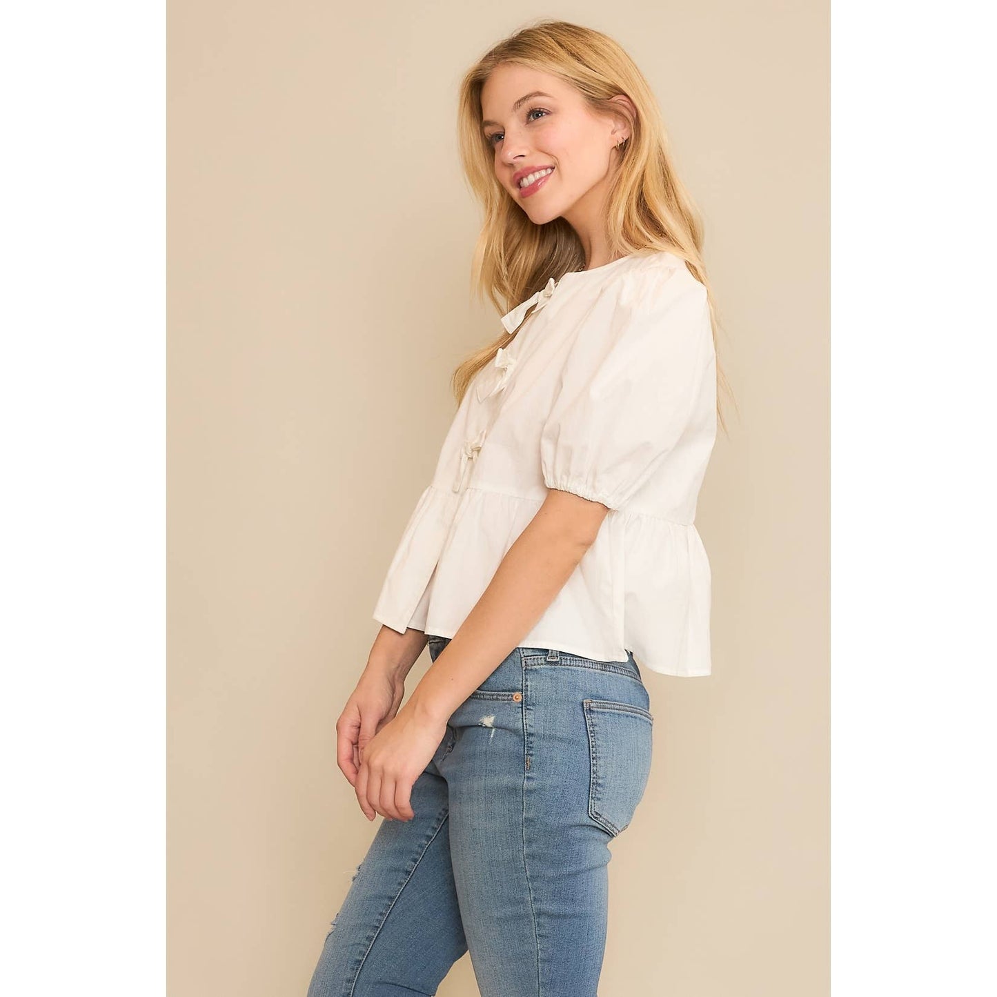 Snowy Bows & Babydoll Blouse