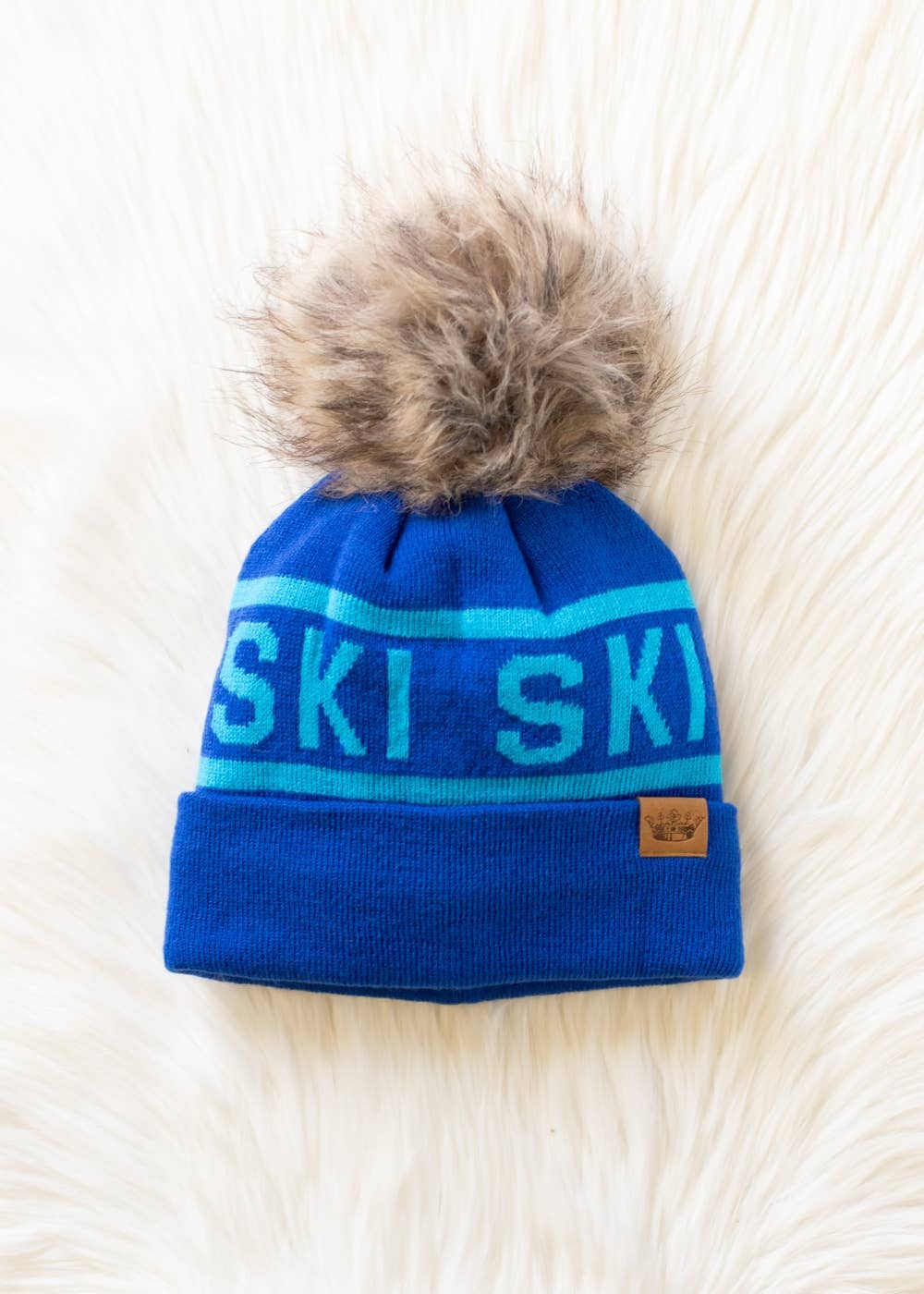 Royal Blue Ski Pom Hat