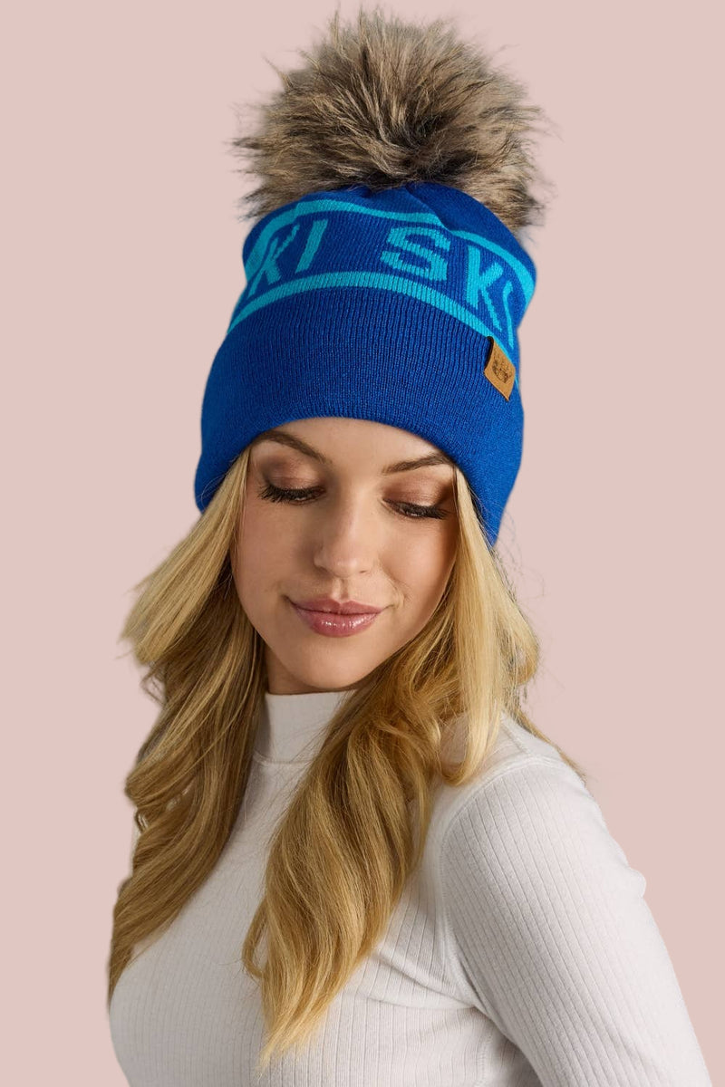 Royal Blue Ski Pom Hat