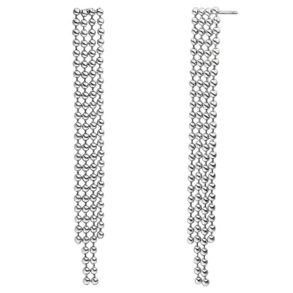 Hanging Beads Stud Earrings | Silver