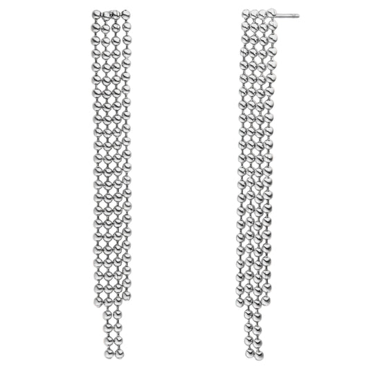 Hanging Beads Stud Earrings | Silver