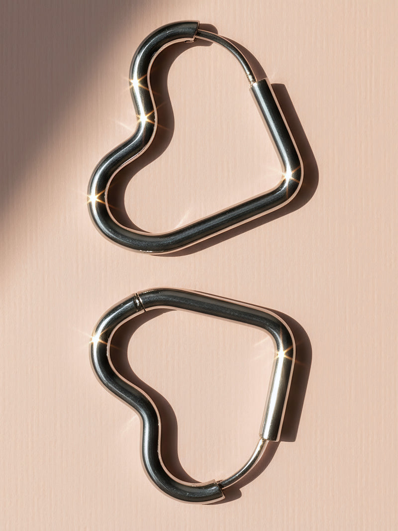 Sassy Heart Hoops Earrings: Silver
