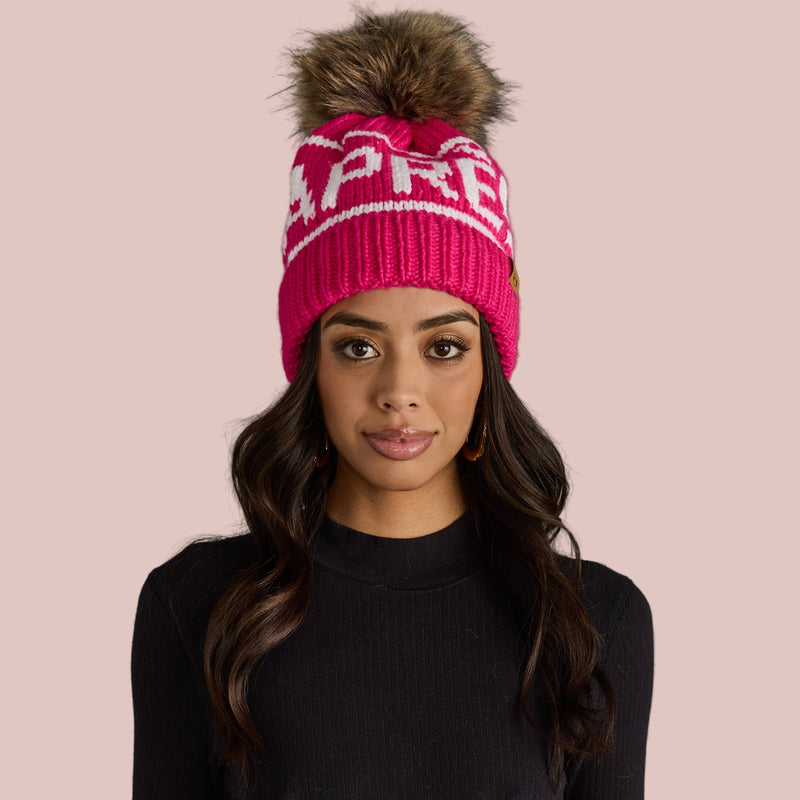 Hot Pink Aprés Pom Hat