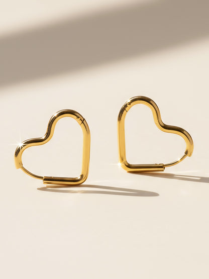 Sassy Heart Hoops Earrings | 18K Gold Plated