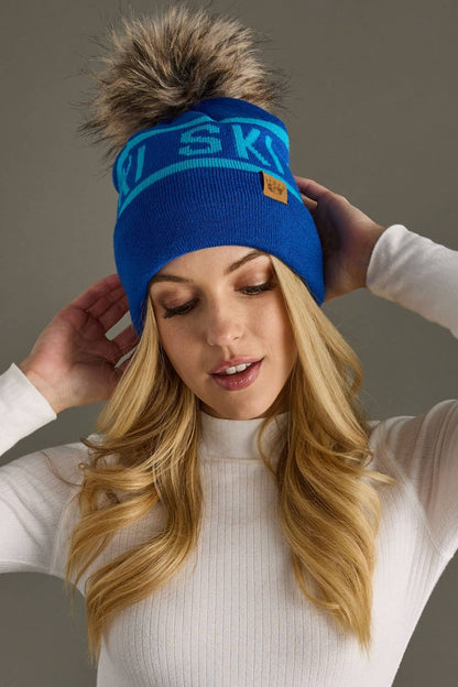 Royal Blue Ski Pom Hat