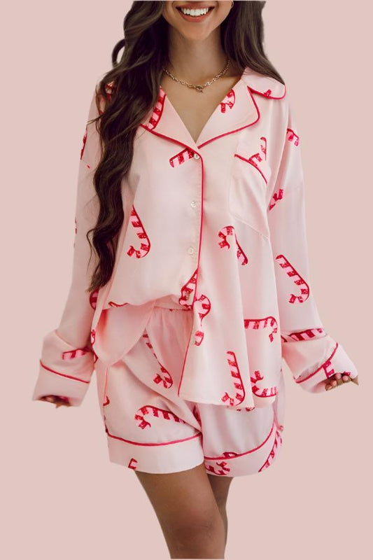 Candy Cane Shirt and Shorts PJ's Set