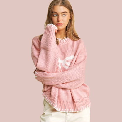 The Pink Wrapped Up in a Bow Sweater