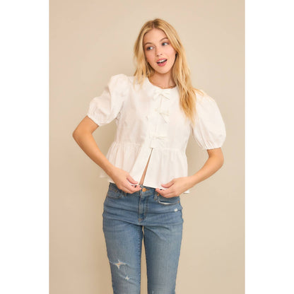 Snowy Bows & Babydoll Blouse