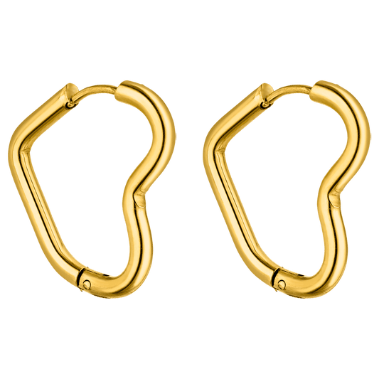 Sassy Heart Hoops Earrings | 18K Gold Plated